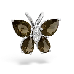 Smoky Quartz Butterfly 14K White Gold pendant P2215