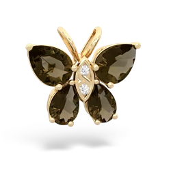 Smoky Quartz Butterfly 14K Yellow Gold pendant P2215