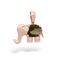 Smoky Quartz Elephant 14K Rose Gold pendant P2555