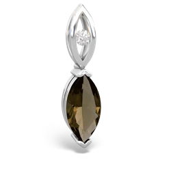 Smoky Quartz Marquise Drop 14K White Gold pendant P5333