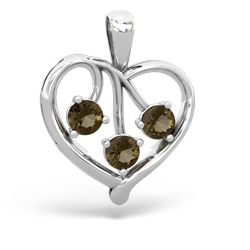 Smoky Quartz Glowing Heart 14K White Gold pendant P2233