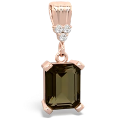 Smoky Quartz Art Deco Dangle 14K Rose Gold pendant P1937