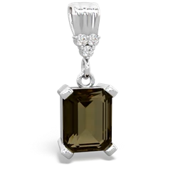 Smoky Quartz Art Deco Dangle 14K White Gold pendant P1937