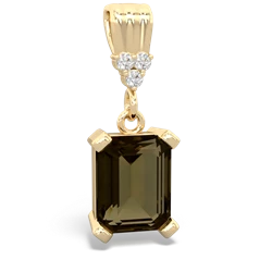 Smoky Quartz Art Deco Dangle 14K Yellow Gold pendant P1937