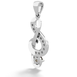 Smoky Quartz G-Clef Music 14K White Gold pendant P5830