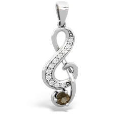 Smoky Quartz G-Clef Music 14K White Gold pendant P5830