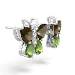 Smoky Quartz Butterfly 14K White Gold earrings E2215