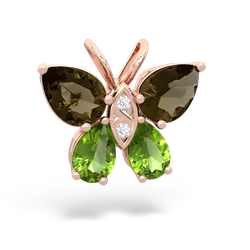 Smoky Quartz Butterfly 14K Rose Gold pendant P2215