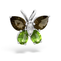 Smoky Quartz Butterfly 14K White Gold pendant P2215