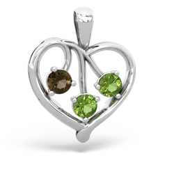 Smoky Quartz Glowing Heart 14K White Gold pendant P2233