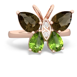 Smoky Quartz Butterfly 14K Rose Gold ring R2215