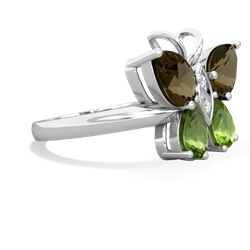 Smoky Quartz Butterfly 14K White Gold ring R2215