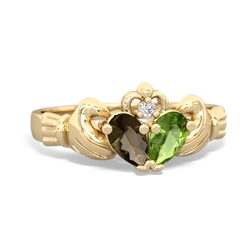 Smoky Quartz 'Our Heart' Claddagh 14K Yellow Gold ring R2388