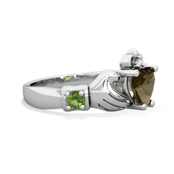 Smoky Quartz Claddagh Keepsake 14K White Gold ring R5245