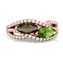 Smoky Quartz Diamond Rivers 14K Rose Gold ring R3070