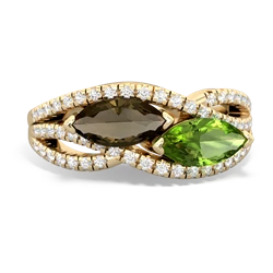 Smoky Quartz Diamond Rivers 14K Yellow Gold ring R3070