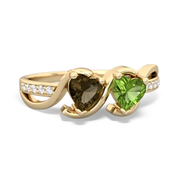 Smoky Quartz Side By Side 14K Yellow Gold ring R3090