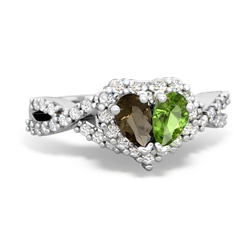 Smoky Quartz Diamond Twist 'One Heart' 14K White Gold ring R2640HRT