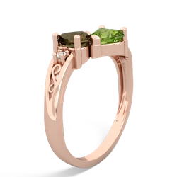 Smoky Quartz Snuggling Hearts 14K Rose Gold ring R2178