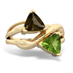 Smoky Quartz Split Band Swirl 14K Yellow Gold ring R2341