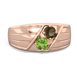 Smoky Quartz Men's Streamline 14K Rose Gold ring R0460