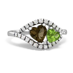 Smoky Quartz Mother And Child 14K White Gold ring R3010