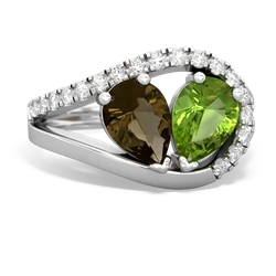 Smoky Quartz Nestled Heart Keepsake 14K White Gold ring R5650