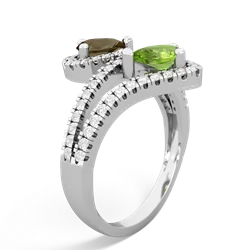 Smoky Quartz Diamond Dazzler 14K White Gold ring R3000