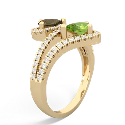 Smoky Quartz Diamond Dazzler 14K Yellow Gold ring R3000