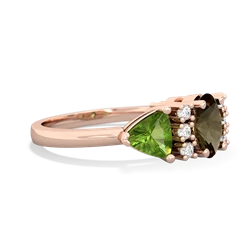 Smoky Quartz Antique Style Three Stone 14K Rose Gold ring R2186