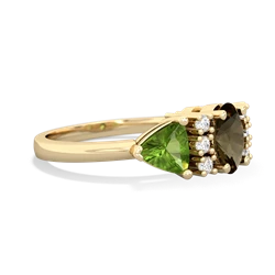 Smoky Quartz Antique Style Three Stone 14K Yellow Gold ring R2186