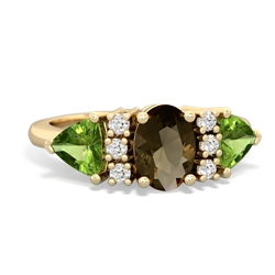 Smoky Quartz Antique Style Three Stone 14K Yellow Gold ring R2186