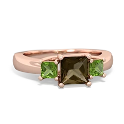 Smoky Quartz Three Stone Trellis 14K Rose Gold ring R4015