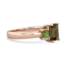 Smoky Quartz Three Stone Emerald-Cut Trellis 14K Rose Gold ring R4021