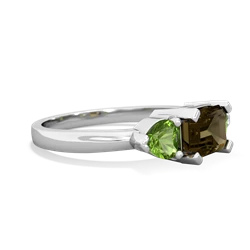 Smoky Quartz Three Stone 14K White Gold ring R5235