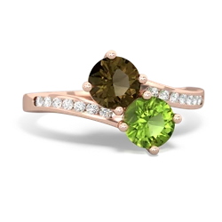 Smoky Quartz Channel Set Two Stone 14K Rose Gold ring R5303