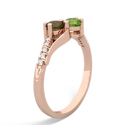 Smoky Quartz Infinity Pave Two Stone 14K Rose Gold ring R5285