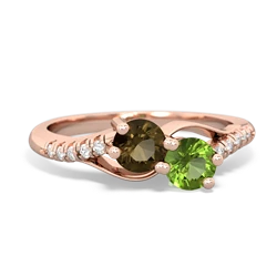 Smoky Quartz Infinity Pave Two Stone 14K Rose Gold ring R5285