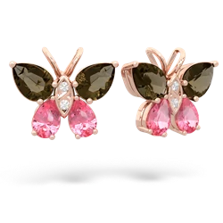 Smoky Quartz Butterfly 14K Rose Gold earrings E2215