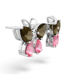 Smoky Quartz Butterfly 14K White Gold earrings E2215