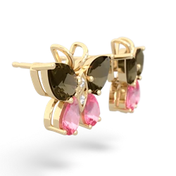 Smoky Quartz Butterfly 14K Yellow Gold earrings E2215