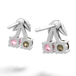 Smoky Quartz Sweet Cherries 14K White Gold earrings E7001