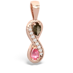 Smoky Quartz Diamond Infinity 14K Rose Gold pendant P5390