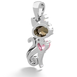 Smoky Quartz Kitten 14K White Gold pendant P5780