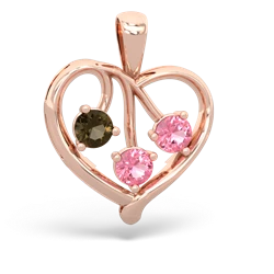 Smoky Quartz Glowing Heart 14K Rose Gold pendant P2233