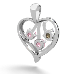 Smoky Quartz Glowing Heart 14K White Gold pendant P2233