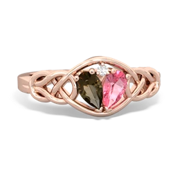 Smoky Quartz Celtic Love Knot 14K Rose Gold ring R5420