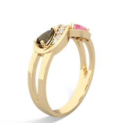 Smoky Quartz Diamond Infinity 14K Yellow Gold ring R5390