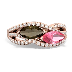 Smoky Quartz Diamond Rivers 14K Rose Gold ring R3070