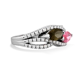 Smoky Quartz Diamond Rivers 14K White Gold ring R3070